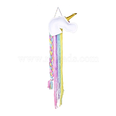Unicornio tema arco iris hilo borlas pinzas para el cabello diadema organizador almacenamiento(HJEW-WH0006-07)-2