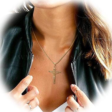 Cross Pendant Necklace with Jesus Crucifix Religious Necklace Sacrosanct Charm Neck Chain Jewelry Gift for Birthday Easter Thanksgiving Day(JN1109B)-5