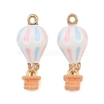 Alloy with Enamel Pendants, Hot Air Balloon Charms, Long-Lasting Plated, Rack Plating, Golden, White, 25x10mm, Hole: 1.6mm(AL-CBA1FD3-07G-01)