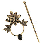 Leaf Alloy Hair Sticks, Hair Accessories for Women & Girls, Antique Golden, 120mm(PW-WG12368-01)