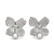 Non-Tarnish 304 Stainless Steel Studs Earring Findings, Flower, Stainless Steel Color, 16.5x15mm, Hole: 2mm, Pin: 11x0.5mm(EJEW-H013-12P)