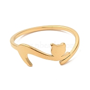 Ion Plating(IP) 304 Stainless Steel Cat Adjustable Ring for Women, Real 18K Gold Plated, Inner Diameter: 16.6mm(RJEW-M149-34G)