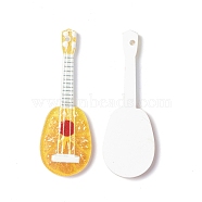 Printed Acrylic Pendants, Guitar with Fruit Charm, Gold, 44.5x15.5x2mm, Hole: 1.2mm(OACR-G011-01D)