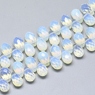 Opalite Beads Strands, Top Drilled Beads, Faceted, Teardrop, 11.5~12x8mm, Hole: 0.8mm, about 40pcs/strand, 8.2 inch(G-S357-C01-15)