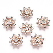 Alloy Decorate, with Rhinestone, Garment Accessories, Cadmium Free & Lead Free, Flower, Light Gold, Crystal, 16x4mm(PALLOY-TAC0011-55G-RS)