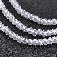 Electroplate Glass Bead Strands, AB Color Plated, Faceted, Rondelle, Clear AB, 3x2mm, Hole: 1mm, about 165~169pcs/strand, 15~16 inch(38~40cm)(EGLA-G014-2mm-AB01)