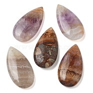 Natural Amethyst Lace Agate Pendants, Teardrop Charms, 40x20.5x7.5~8mm, Hole: 1.5mm(G-Z071-01)