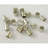 Brass Crimp Beads, Cadmium Free & Nickel Free & Lead Free, Tube, Platinum Color, Size: about 2.5mm long, 2.5mm wide, hole: 2mm, about 1111pcs/20g(X-KK-S072-P-FF)