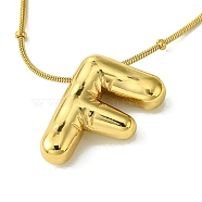 Ion Plating(IP) Initial Letter 304 Stainless Steel Pendant Necklaces, Real 18K Gold Plated, Letter F, 15.91 inch(40.4cm), pendant: 20x14.5mm(NJEW-R265-05G-F)