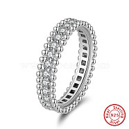 Rhodium Plated 925 Sterling Silver Cubic Zirconia Finger Ring for Women, Real Platinum Plated, 4.5mm, US Size 7 1/4(17.5mm)(RJEW-L124-005P)