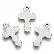 201 Stainless Steel Pendants, Laser Cut, Cross, Stainless Steel Color, 16x10x0.7mm, Hole: 1.8mm(STAS-R116-081)