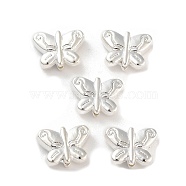 Alloy Beads, Butterfly, Silver, 8x10.5x3.5mm, Hole: 1mm(PALLOY-U003-02D-S)