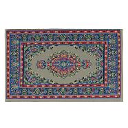 Silk Miniature Ethnic Style Carpets, Woven Turkish Rug, for Dollhouse Decoration, Rectangle, Royal Blue, 100x160x1mm(MIMO-PW0001-008B)