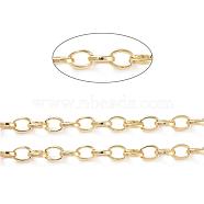 Brass Cable Chains, Soldered, with Spool, Flat Oval, Long-Lasting Plated, Real 18K Gold Plated, 6x5x1.2mm, about 16.4 Feet(5m)/roll(CHC-G005-02G)