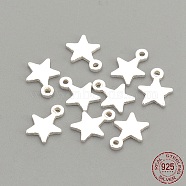 925 Sterling Silver Charms, Star, Silver, 5.3x4x0.5mm, Hole: 0.5mm(STER-S002-30)