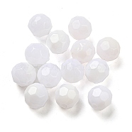 Opaque Acrylic Beads, Faceted, Round, White, 10mm, Hole: 1.6mm, 910pcs/500g(OACR-B013-11)