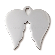 304 Stainless Steel Pendants, Laser Cut, Wings Charm, Stainless Steel Color, 26x25x1mm, Hole: 4x2mm(STAS-D050-02P)