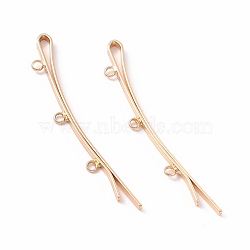 Iron Hair Bobby Pin Findings, with 3-Loops, Light Gold, 60x2.5x7.5mm, Hole: 2.2mm(IFIN-B127-01KCG)