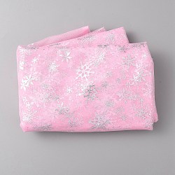 Snowflake Pattern Polyester Mesh Fabric, for Dress Costumes Decoration, Pink, 150x0.02cm(DIY-WH0304-672C)