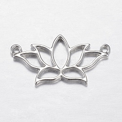 Alloy Pendants, Lotus, Platinum, 14x26.5x1.5mm, Hole: 1mm(X-TIBE-R313-035P)