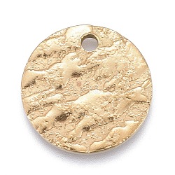 Ion Plating(IP) 304 Stainless Steel Charms, Textured, Laser Cut, Flat Round, Golden, 12x1mm, Hole: 1.4mm(X-STAS-M228-C01-G)
