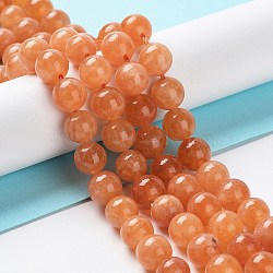 Dyed Natural Malaysia Jade Beads Strands, Round, Coral, 8mm, Hole: 1.2mm, about 23pcs/strand, 7.28 inch(18.5cm)(G-G021-02B-12)