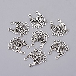 Alloy Chandelier Components Links, Lead Free and Cadmium Free, Alloy Links, Moon, Antique Silver, 23x20x2.5mm, Hole: 1.5mm(X-EA10687Y)