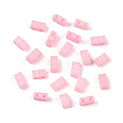 2-Hole Baking Paint Glass Seed Beads, Rectangle, Pink, 4.5~5.5x2x2~2.5mm, Hole: 0.5~0.8mm(SEED-S023-17B-23)