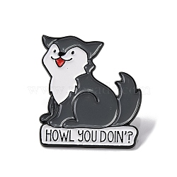 Creative Cartoon Cute Corgi Dog Howl You Doin Zinc Alloy Brooches,Enamel Pins for Clothes Backpack, Dog, 30x27.5mm(JEWB-U001-01G)