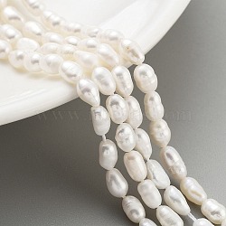 Natural Cultured Freshwater Pearl Beads Strands, Rice, Grade 3A, Snow, 3~4mm, Hole: 0.5mm, about 26~39pcs/strand, 7.09''~7.28''(18~18.5cm)(PEAR-P062-04B)