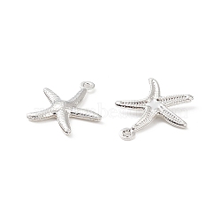 304 Stainless Steel Pendants, Starfish/Sea Stars, Silver, 17.5x15.5x2mm, Hole: 1mm(X-STAS-F180-04S)