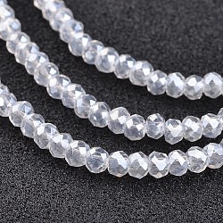 Electroplate Glass Bead Strands, AB Color Plated, Faceted, Rondelle, Clear AB, 3x2mm, Hole: 1mm, about 165~169pcs/strand, 15~16 inch(38~40cm)(EGLA-G014-2mm-AB01)