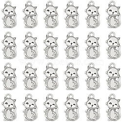 30Pcs Tibetan style Alloy Pendants, Antique Silver, Cat Shape, 18x9.5x1.5mm, Hole: 1.6mm(FIND-SC0013-36)
