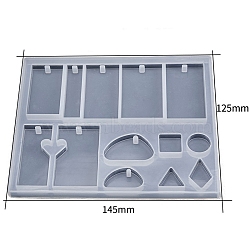 DIY Silicone Pendant Molds, Resin Casting Molds, Clay Craft Mold Tools, Mixed Geometric, White, 145x125x10mm(PW-WG12787-02)
