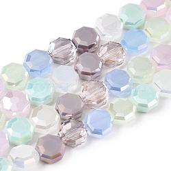 Transparent Glass Beads Strands, Faceted, Octagon, Colorful, 7.5x7.5~8x4mm, Hole: 1.2mm, about 56pcs/strand, 16.54''(42cm)(GLAA-T023-A26-01)