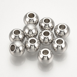 304 Stainless Steel Spacer Beads, Cadmium Free & Lead Free, Round, Stainless Steel Color, 4x3mm, Hole: 1.5mm(X-STAS-T021-4)