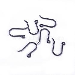 Plastic Earring Hooks, Ear Wire, with Horizontal Loop, Black, 11x9x0.6mm, 22 Gauge, Hole: 0.9mm(KY-P006-C03)