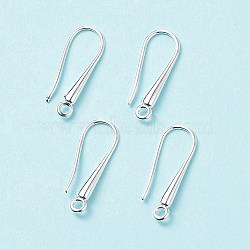 Eco-Friendly Brass Earring Hooks Findings, Cadmium Free & Lead Free, Silver, 21x9x2.3~2.8mm, Hole: 1.5mm, 20 Gauge, Pin: 0.8mm(KK-M157-03S-RS)
