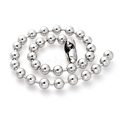 304 Stainless Steel Ball Chain Necklaces, Stainless Steel Color, 18.1 inch(46cm)(NJEW-G326-03P)