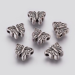 Tibetan Style Alloy Butterfly Beads, Cadmium Free & Nickel Free & Lead Free, Antique Silver, 13x10x5mm, Hole: 2mm(TIBEP-GC180-AS-NR)