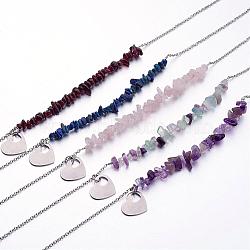 Gemstone Pendant Necklaces, with Stainless Steel Finding, 17.3 inch(NJEW-JN01706)