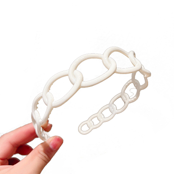 Plastic Curb Chains Shape Hair Bands, Wide Hair Accessories for Women, Snow, 120mm