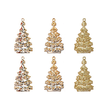 Christmas Tree Plastic Ornaments, Christmas Tree Hanging Decorations, for Christmas Party Gift Home Decoration, Pale Goldenrod, 90mm, 6pcs/bag