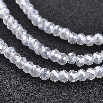 Electroplate Glass Bead Strands, AB Color Plated, Faceted, Rondelle, Clear AB, 3x2mm, Hole: 1mm, about 165~169pcs/strand, 15~16 inch(38~40cm)