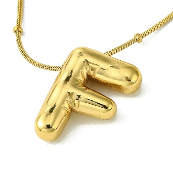 Ion Plating(IP) Initial Letter 304 Stainless Steel Pendant Necklaces, Real 18K Gold Plated, Letter F, 15.91 inch(40.4cm), pendant: 20x14.5mm