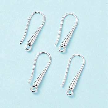 Eco-Friendly Brass Earring Hooks Findings, Cadmium Free & Lead Free, Silver, 21x9x2.3~2.8mm, Hole: 1.5mm, 20 Gauge, Pin: 0.8mm