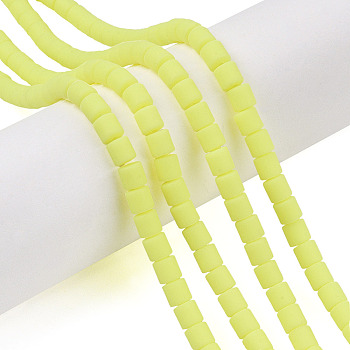 Handmade Polymer Clay Bead Strands, Column, Champagne Yellow, 6.5x6mm, Hole: 1.2mm, about 61pcs/strand, 15.75 inch(40cm)