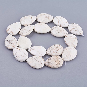Dyed & Heated Natural Magnesite Beads Strands, Faceted, teardrop, 25x18x6mm, Hole: 1mm, about 17pcs/strand, 16.5 inch(42cm)
