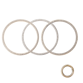 Alloy Rhinestone Bag Handle, Ring with Crystal, for Bag Handles Replacement Accessories, Mixed Color, 9.18cm, Inner Diameter: 8.22cm
