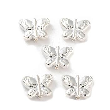 Alloy Beads, Butterfly, Silver, 8x10.5x3.5mm, Hole: 1mm